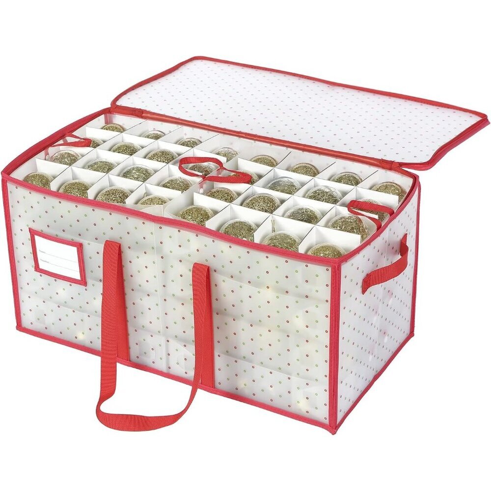 Collapsible Ornament Storage Box for 128 Xmas Decorations - Durable & Protective